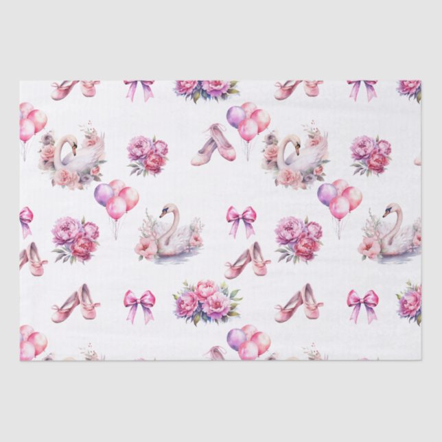Papel De Seda Girly Pink Balé Floral (Frente )