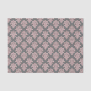 Papel De Seda Girly Pink e Cinza Damask
