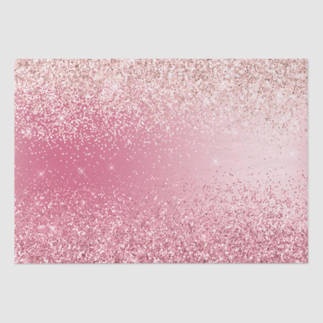 Papel De Seda Girly Pink Glitter Ombre (Frente )