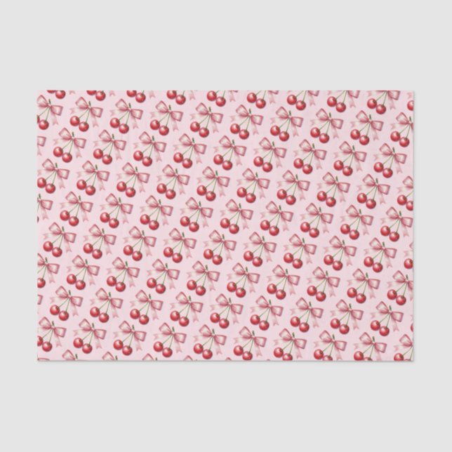 Papel De Seda Girly Pink Red Coquette Cherry (Frente )