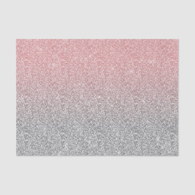 Papel De Seda Girly Rosa Dourada Silver Glitter Design (Frente )