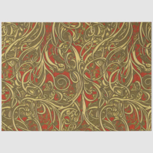 Papel De Seda Giro festivo Dourado e Ornamentado vermelho