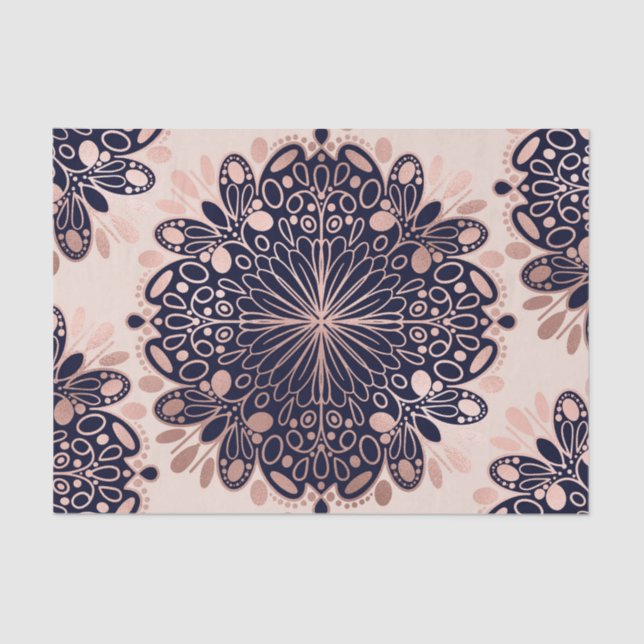 Papel De Seda Giry Boho Rosa Dourado Marinho Rosa Rosa Típico Ma (Frente )