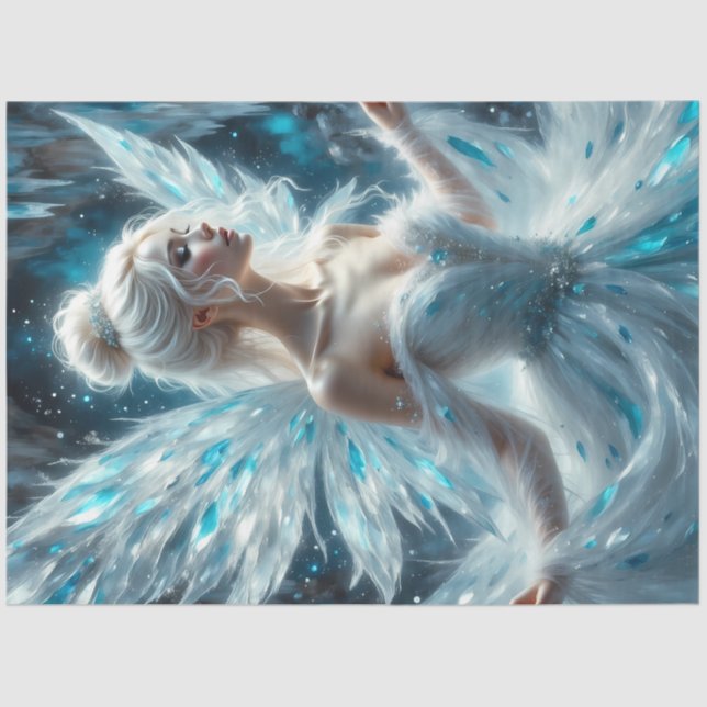 Papel De Seda Glacier Queen Frost Fairy Winter Decoupage Paper (Frente )