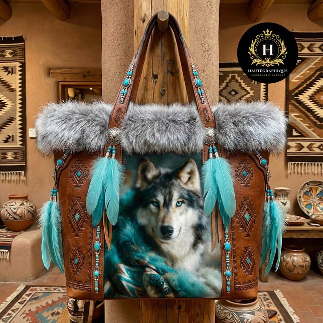 Papel De Seda Glacier Teal Wolf Portrait (Criador carregado)