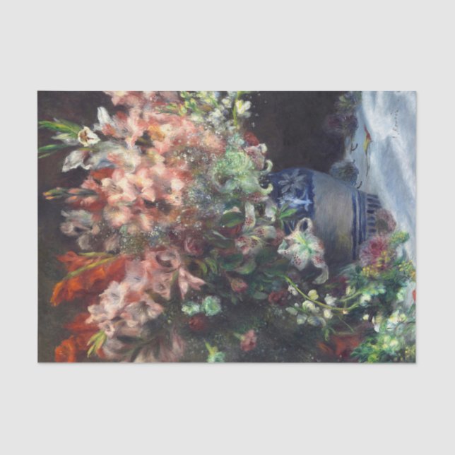 Papel De Seda Gladioli em um vaso por Auguste Renoir Art (Frente )