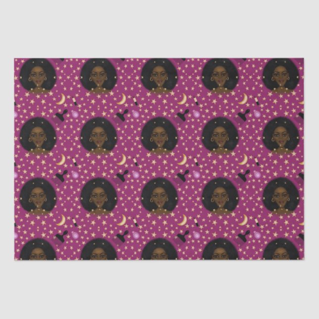 Papel De Seda Glam Black Woman Afro Hair pic batom rosa (Frente )