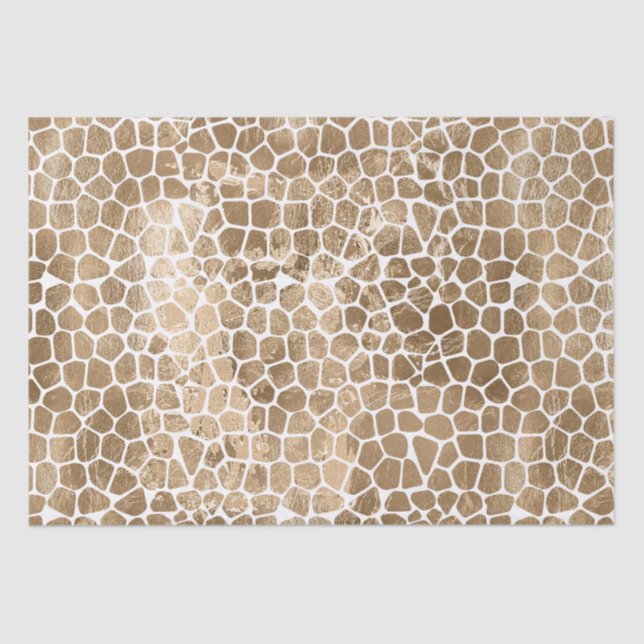 Papel De Seda Glam Dourada Giraffe Impressão (Frente )
