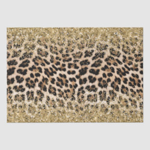 Papel De Seda Glam Dourado Glitter Creme Leopard Glitter