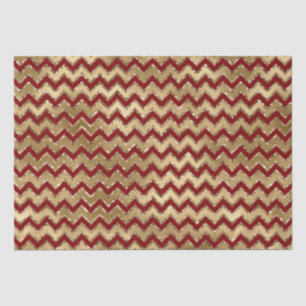 Papel De Seda Glam Dourado Vermelho Zigzag Strips Natal