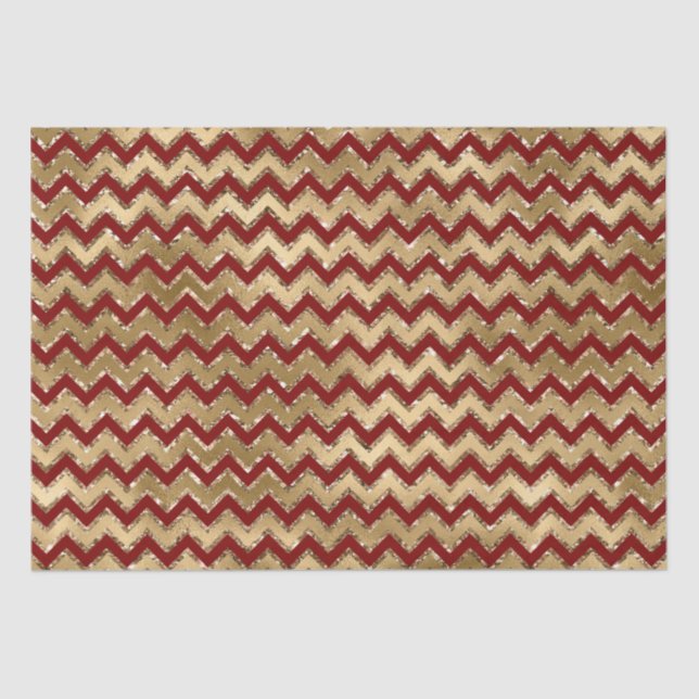 Papel De Seda Glam Dourado Vermelho Zigzag Strips Natal (Frente )