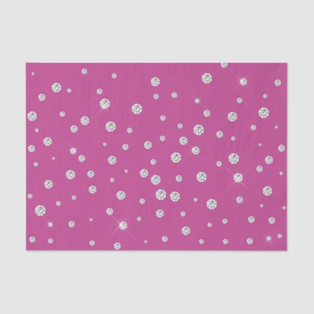 Papel De Seda Glam Pink Branca Diamantes Chuva de Noiva (Frente )