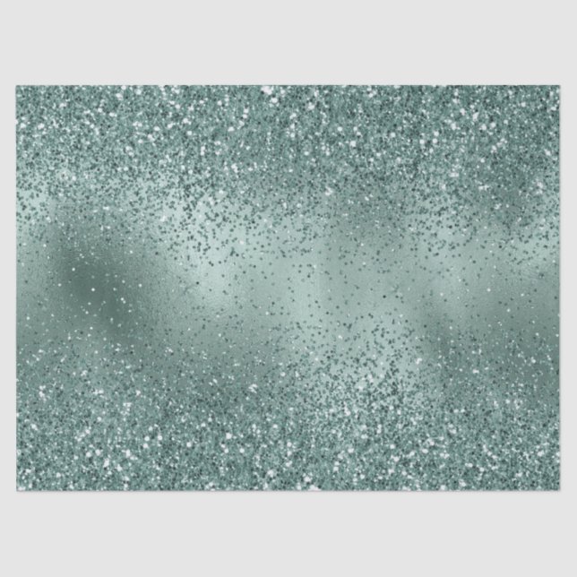 Papel De Seda Glam Teal Aqua Pine Green Glitzy Glitzy (Frente )