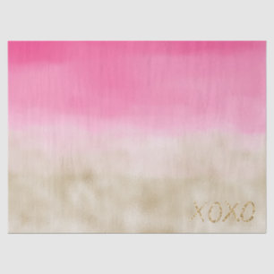 Papel De Seda Glama Dourado Cola de Água Rosa Tie Dye XOXO Glit