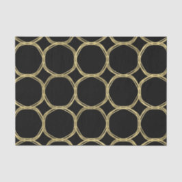 Papel De Seda Glamour Dourado & Aneis Pretos Festa Glam Moderno