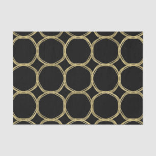 Papel De Seda Glamour Dourado & Aneis Pretos Festa Glam Moderno