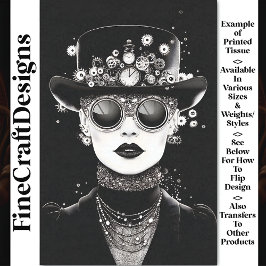 Papel De Seda Glamour Monocromático Mulher Steampunk AC6 Decoupa