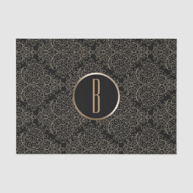 Papel De Seda Glamour Rústico Damask Real Monograma Chic (Frente )