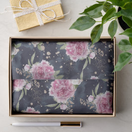 Papel De Seda Glitter Aquarela Cor Azul Cor-de-Rosa Floral Cinza