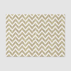 Papel De Seda Glitter Branco Ikat Chevron Sobre Fundo Branco