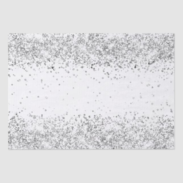 Papel De Seda Glitter branco prateado brilhando no Natal (Frente )
