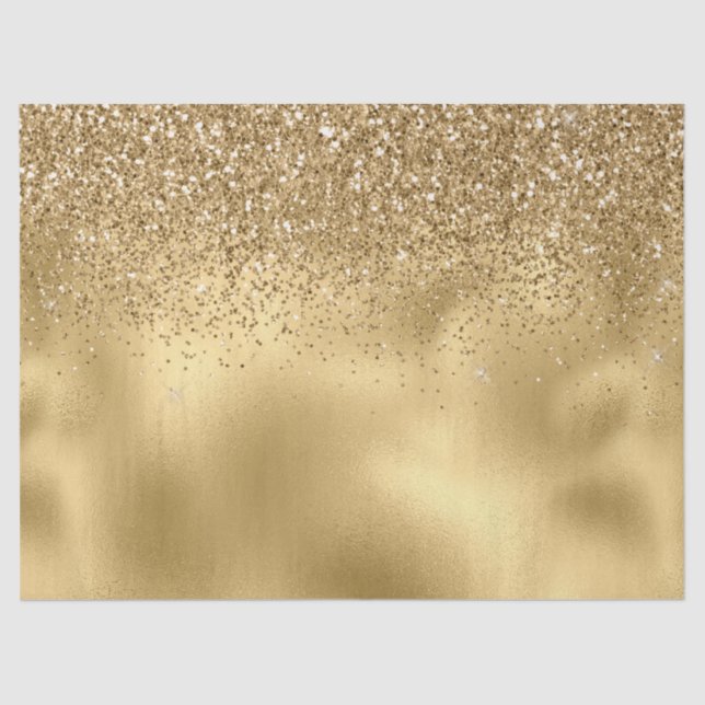 Papel De Seda Glitter Brilhante Dourado (Frente )