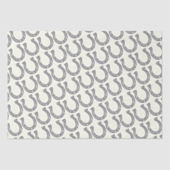 Papel De Seda Glitter de Prata de Ferradura Elegante (Frente )