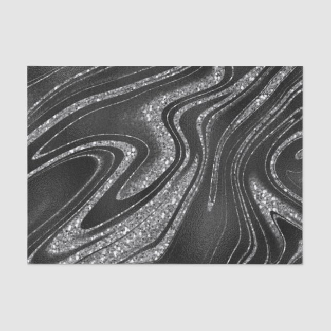 Papel De Seda Glitter Em Preto Shimmer (Frente )