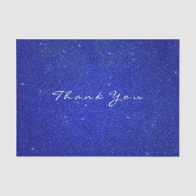 Papel De Seda Glitter Obrigado Cobalt Blue Rosa Favor White (Frente )