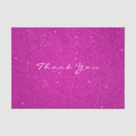 Papel De Seda Glitter Obrigado Fochsia Quente-Rosa Rosa Branco