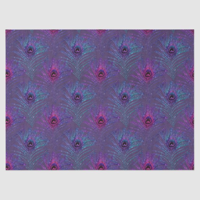 Papel De Seda Glitter Peacock Feather Series Design 13 (Frente )