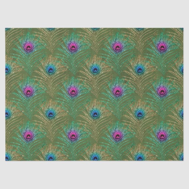 Papel De Seda Glitter Peacock Feather Series Design 17 (Frente )