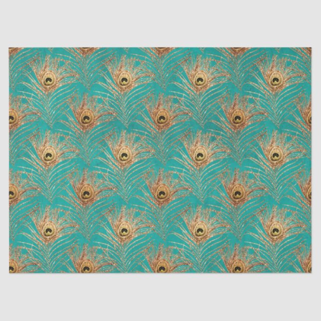 Papel De Seda Glitter Peacock Feather Series Design 2 (Frente )