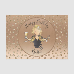 Papel De Seda Glitter Rosa Dourado Aniversário ou Partido de Ap