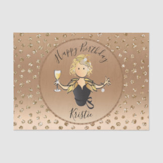 Papel De Seda Glitter Rosa Dourado Aniversário ou Partido de Apo