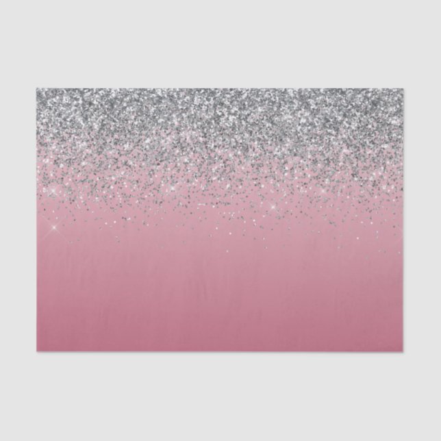 Papel De Seda Glitter Sparkle de Prata Rosa Girassol       (Frente )