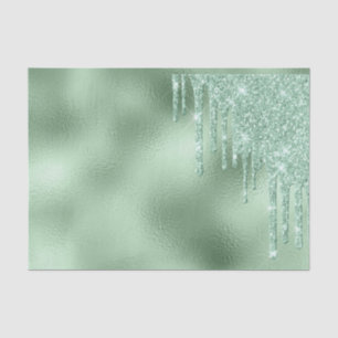 Papel De Seda Glitter Sparkle Drives Mint Folha verde