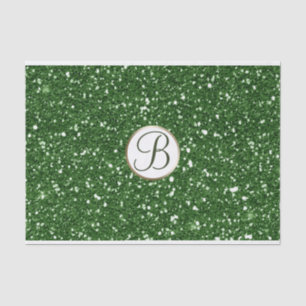 Papel De Seda Glitter Verde Brilho Glam Monograma Inicial Person