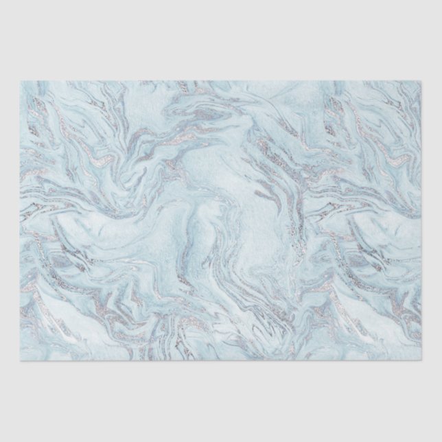 Papel De Seda Glitz Azul Silver Marble Glitz (Frente )