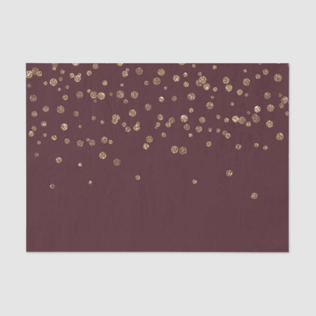 Papel De Seda Glitzy Dourado Glam Burgundy Pontos (Frente )