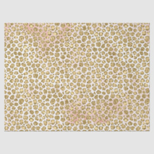 Papel De Seda Glitzy Glam Dourada Blush Gliter Impressão Leopar