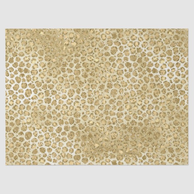 Papel De Seda Glitzy Glam Dourada Glitter Leopardo (Frente )