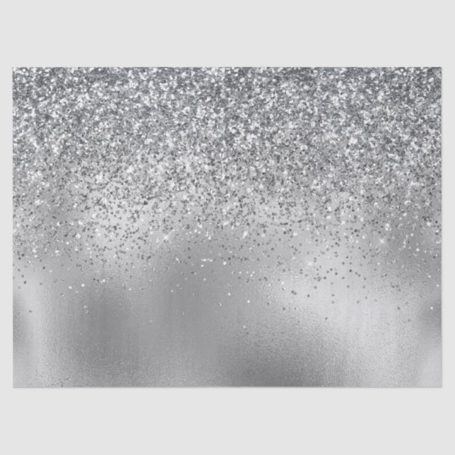 Papel De Seda Glitzy Silver Glam Sparkle Glitter (Frente )