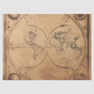 Papel De Seda Globo de Mapa do Mundo Russo Vintage