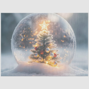 Papel De Seda Globo de Neve de Natal Mágico com Árvore Brilhante