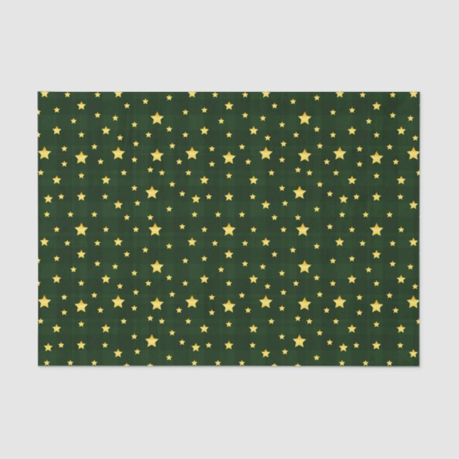 Papel De Seda Glória Dourada Stars Tartan (Frente )