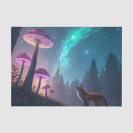 Papel De Seda Glowing Mushroom Forest Fox Fantasy Art