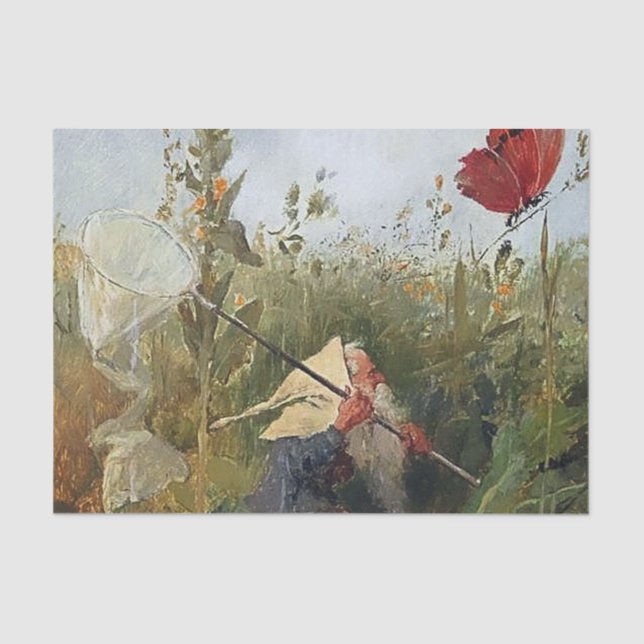Papel De Seda "Gnome Catching Butterflies" por Heinrich Schlitt (Frente )
