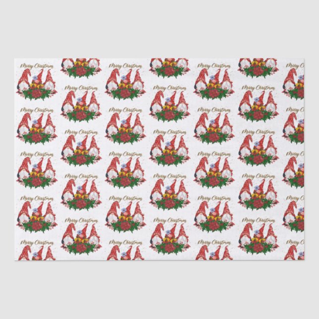 Papel De Seda Gnomo de Natal Alegre Tendência Adorável Festa  (Frente )
