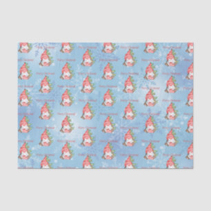 Papel De Seda Gnomo de Natal com Árvore de Presentes Personaliz